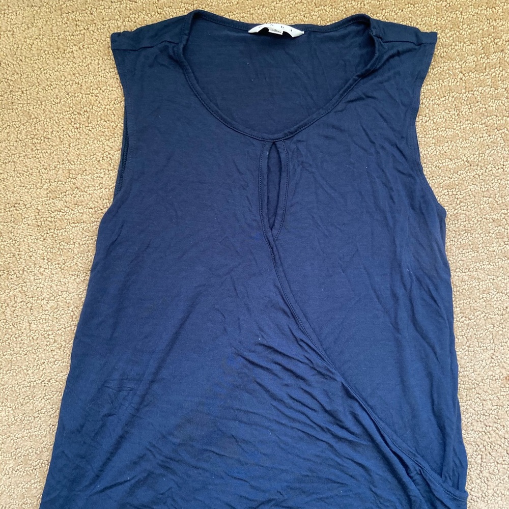 CAbi Navy Blue Wrap Tank Top